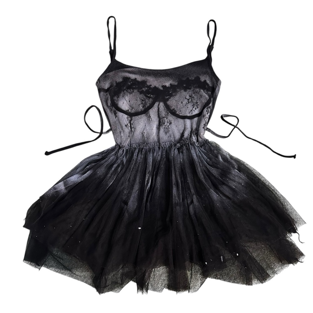 Handmade tulle little black dress, Medium